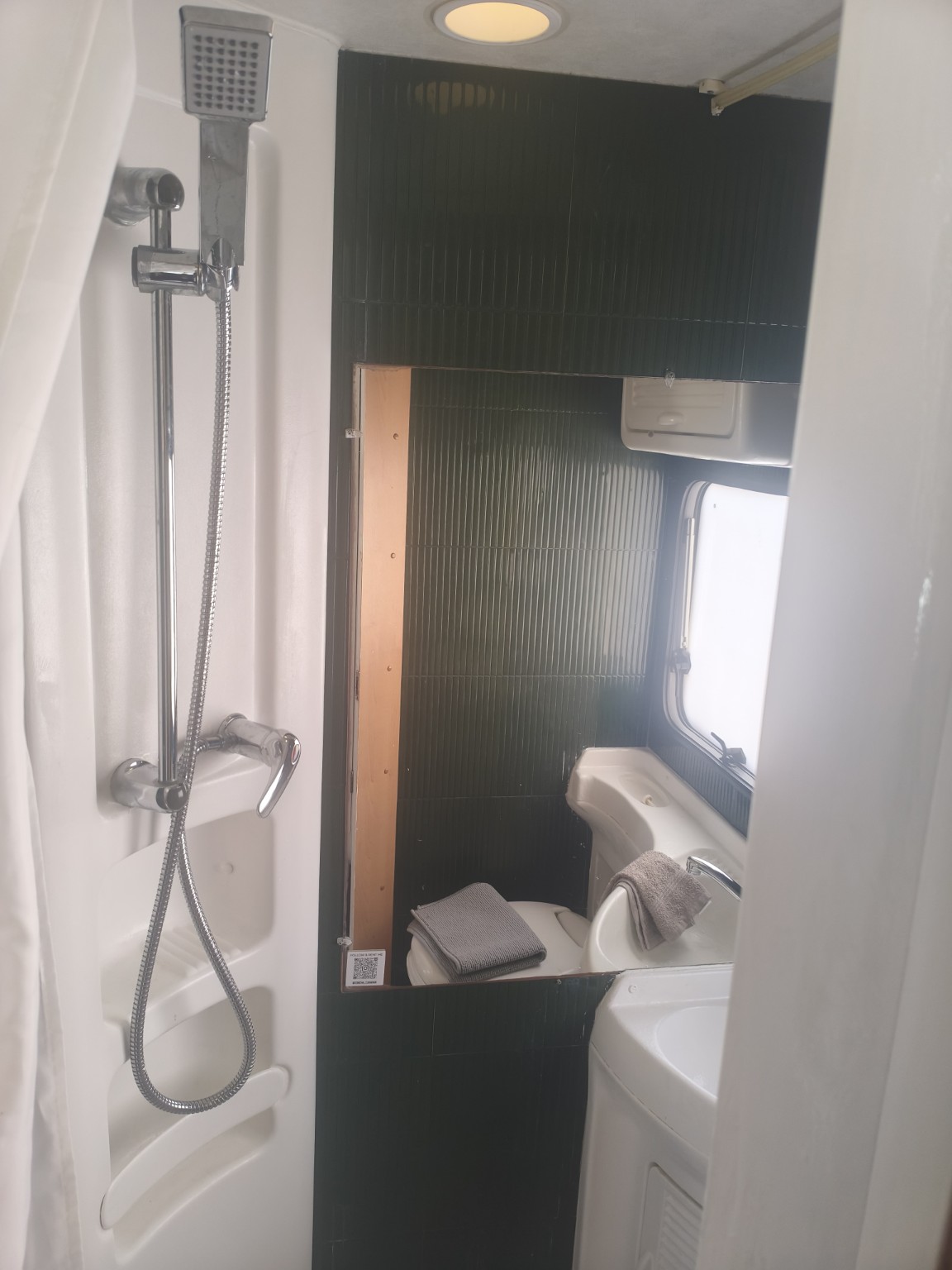 Separate shower inside Concha Caravan