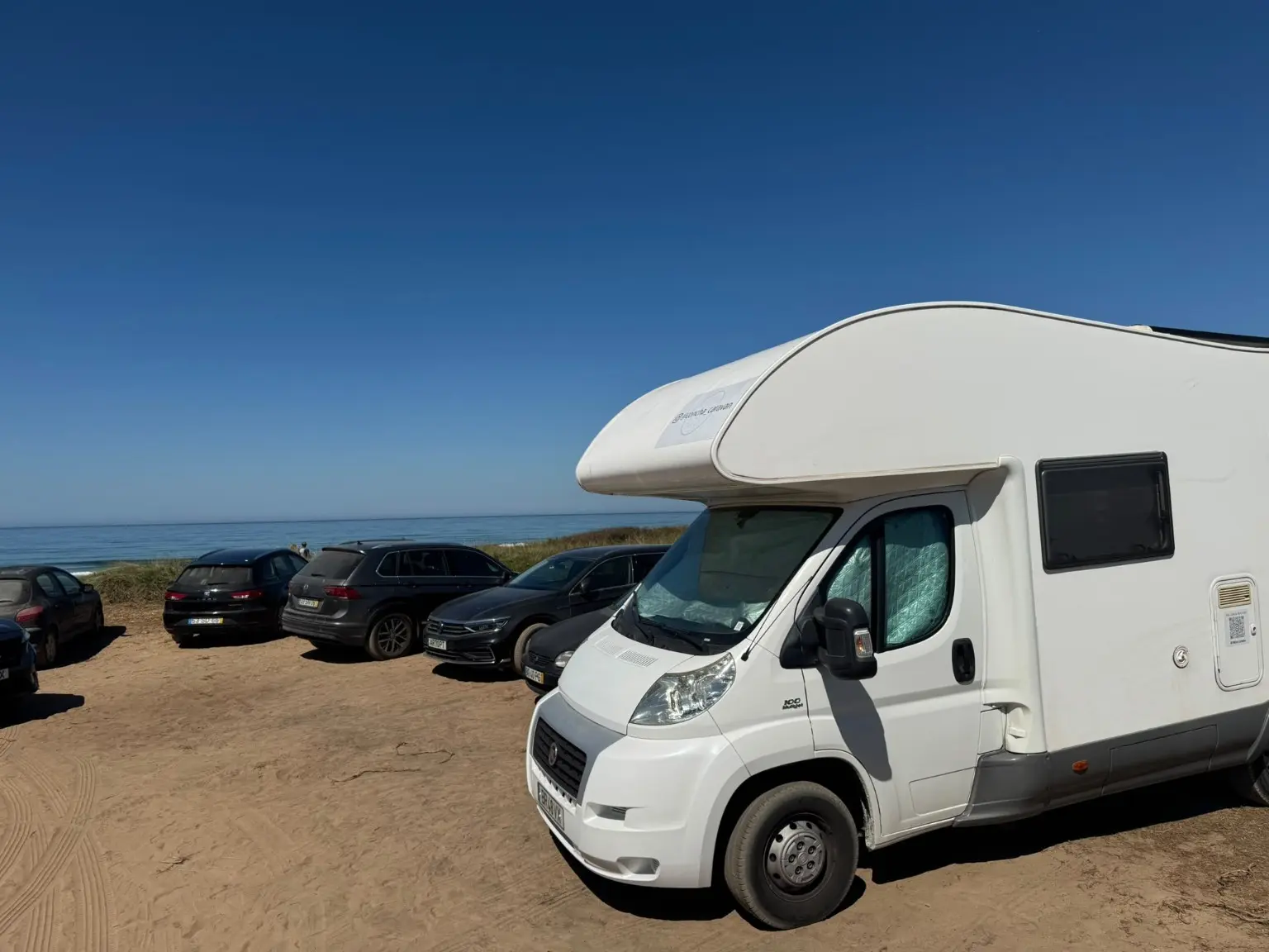 Concha Caravan parked close to a Portuguese beach on a sunny day